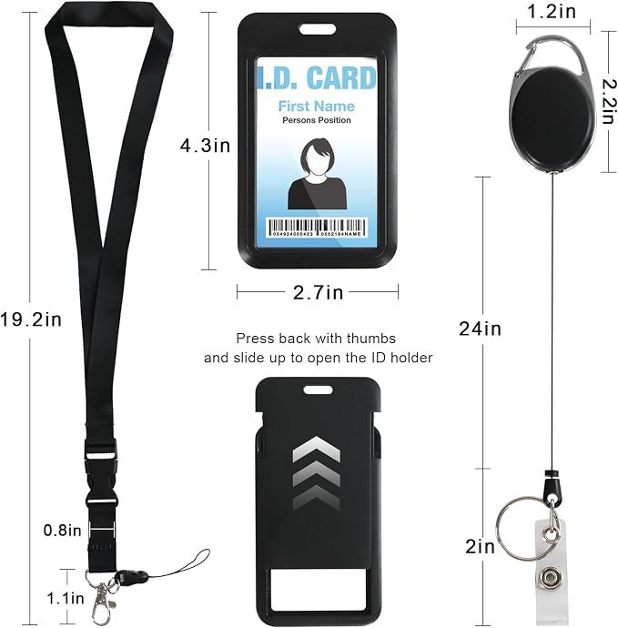 Pink ID Badge Holder with Lanyard, Retractable Badge Holders Reels and Lanyards - Image 3