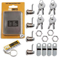Cabinet Cam Lock - 5/8" Pack of 4 Cabinet Locks with Keys for RVs, Drawer Lock Including 4 Cylinder Round Face Tool Box Locks, 4 Straight & 4 Offset Cams, 4 Alike Keys with Bonus Key Chain