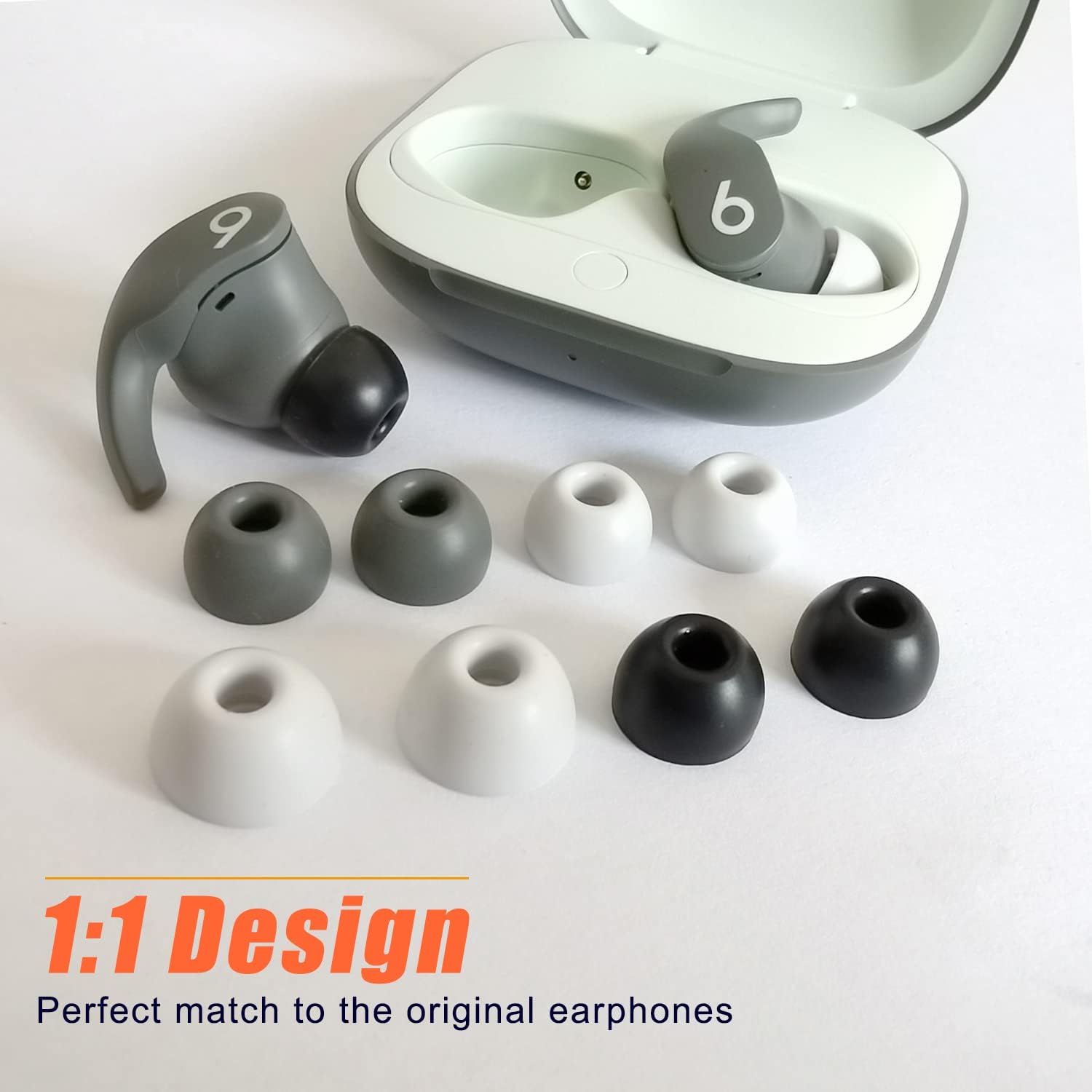 Silicone Earbuds Tips for Beats Fit Pro/Beats Studio Buds Ear Tips Replacement for Beats Earbuds 6 Pairs LMS Gray White