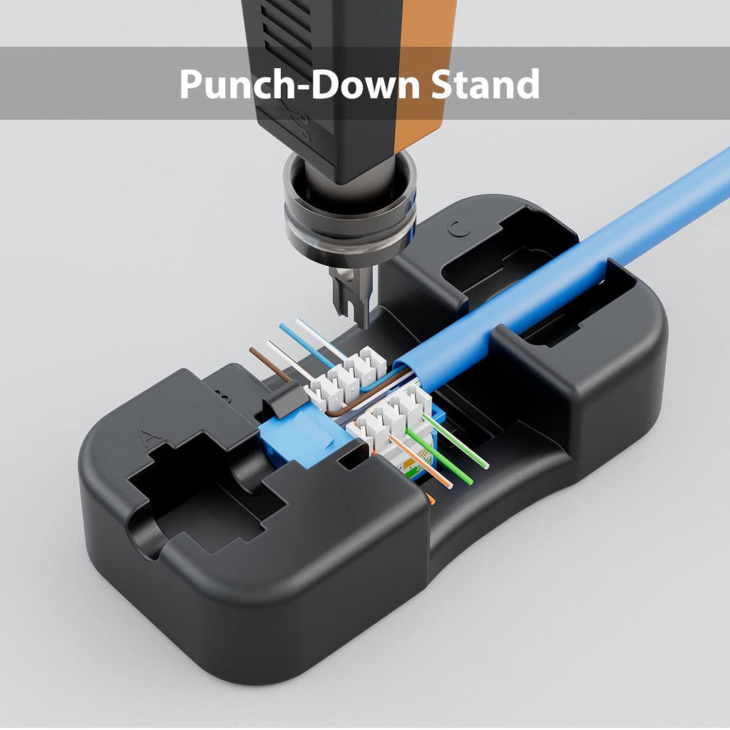 iwillink 10Gbps Cat6 Keystone Jack, RJ45 Keystone Jack 25-Pack and Keystone Punch-Down Stand, UTP Modular Ethernet Jack Insert 90-Degree, Punch Down Keystone Jack Adapter, Blue