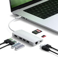 Satechi 8 in 1 USB C Hub Multiport Adapter V2, 4K HDMI, 115W USB C PD Charging, 3 USB-A, Ethernet, Micro/SD Card Readers, for Laptop, MacBook Pro/Air M4/M3/M2/M1, iPad, iPhone 16, Windows - Silver