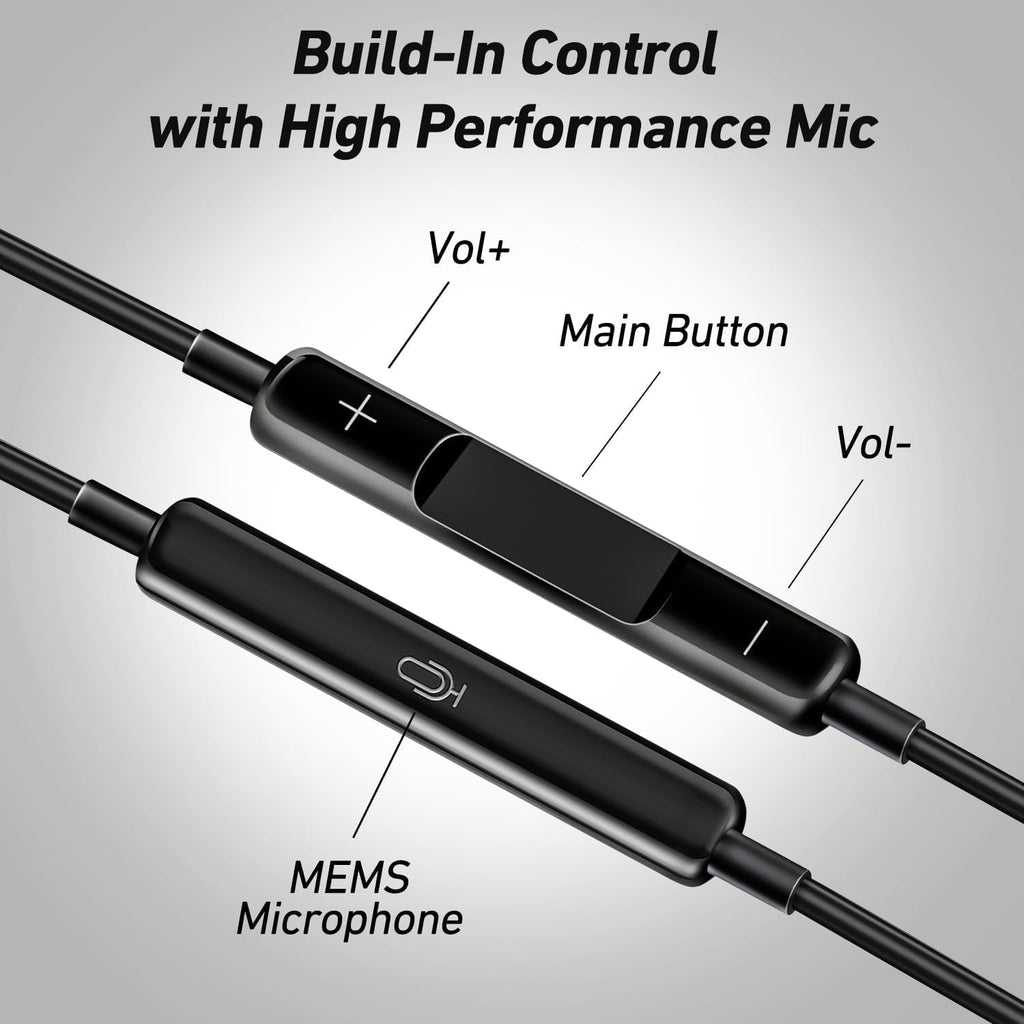 Keyron Lightning Headphones for iPhone [MFi Certified],Wired Earbuds with Built-in Microphone & Volume Control, Earphone Compatible with iPhone 14/13/12/11/XR/XS/X/8/7/SE/Pro/Pro Max, Black/Purple,2Pc