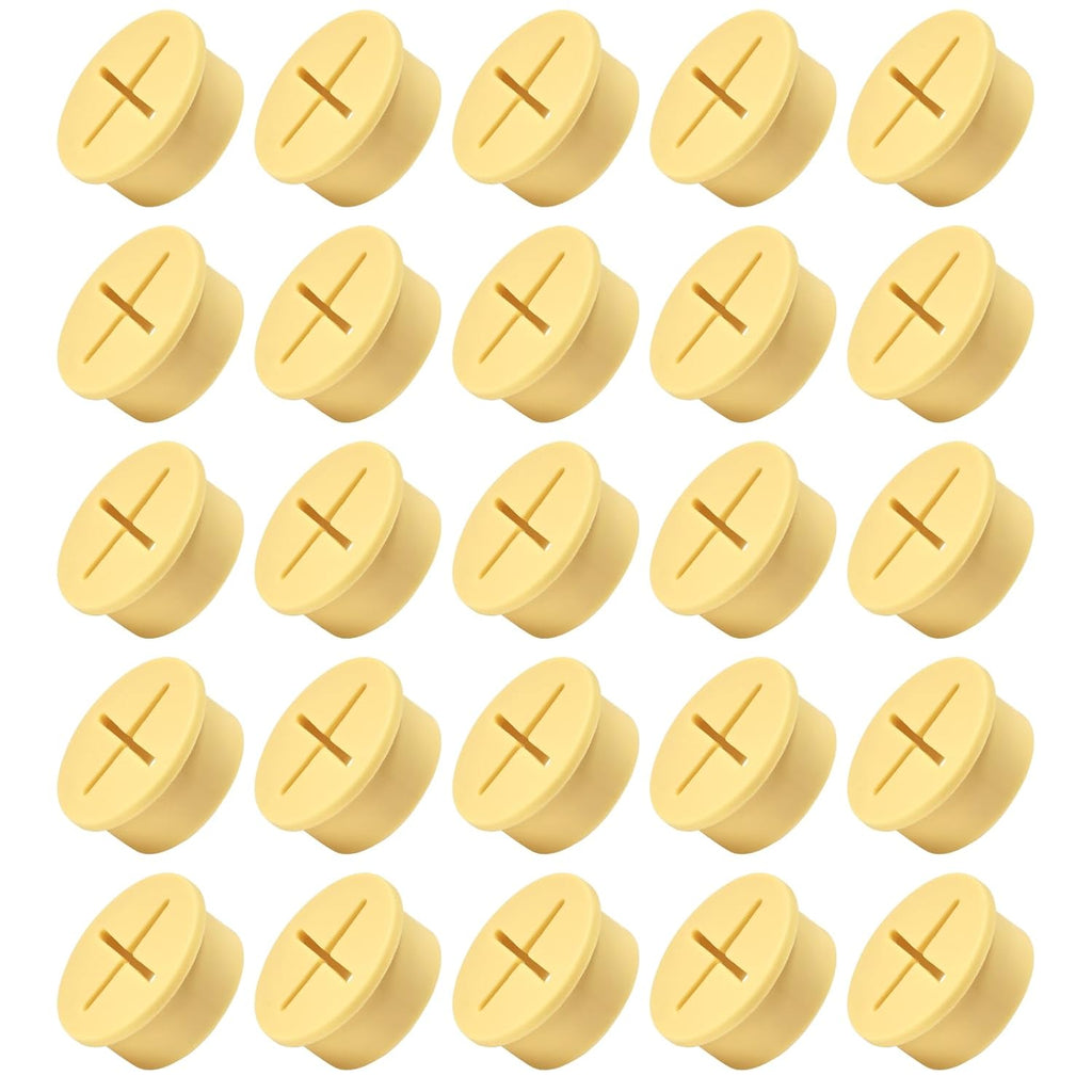 20Pcs Desk Grommet, 1" (25mm) Yellow Silicone Cord Hole Cover, Flexible Rubber Wire Grommets, Wall Grommets for Cables Management, Table, Countertop, Cabinets and Furnitures Wire Organizer