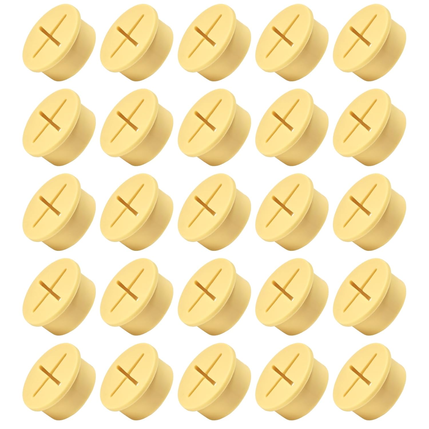 20Pcs Desk Grommet, 1" (25mm) Yellow Silicone Cord Hole Cover, Flexible Rubber Wire Grommets, Wall Grommets for Cables Management, Table, Countertop, Cabinets and Furnitures Wire Organizer