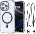for iPhone 16 Pro Max Case with 62.99 inch Lanyard, Classic Clear&Black Magnetic Phone Case, Drop&Shockproof Protection Cases, Phone Holder Lanyard, Compatible with Magnet Accessory