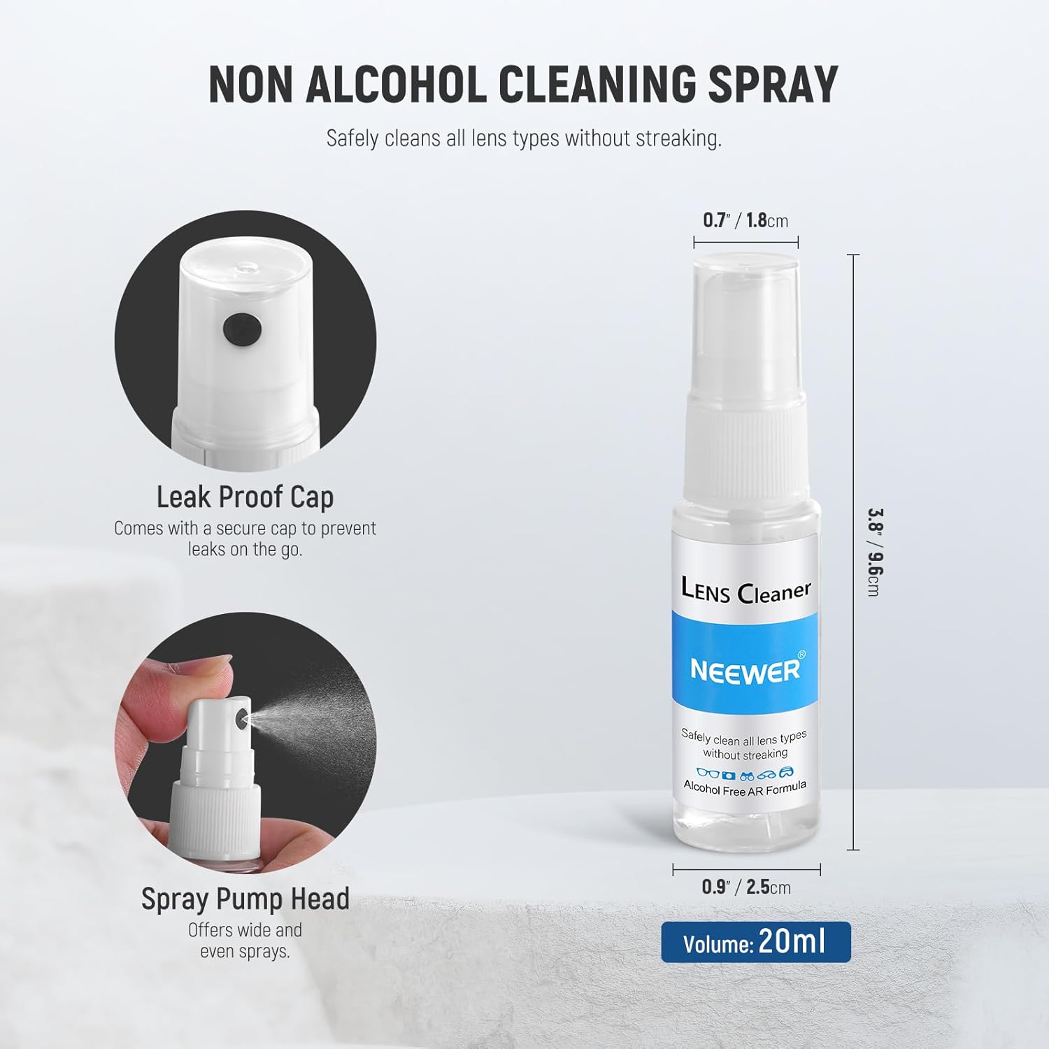NEEWER 16 in 1 Camera Lens Cleaning Kit, 1x Brush + 1x Air Blower + 1x Cleaning Swab for 24mm Full Frame Sensor + 1x Cleaner Spray + 2X Cloth + 10x Wet Lens Wipe, HM-44