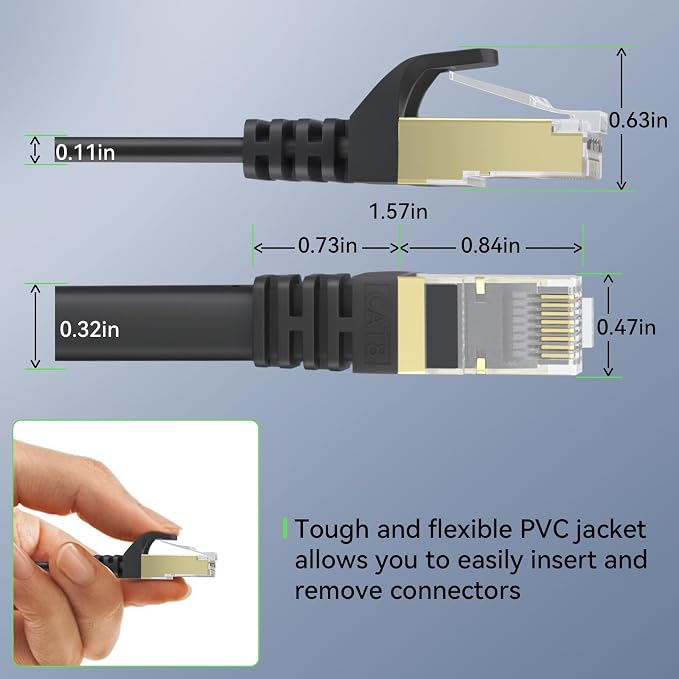 BUSOHE Cat 8 Ethernet Cable 3 FT 2-Pack, 40Gbps 2000MHz Cat8 High Speed Flat - Image 6