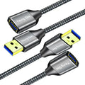 USB 3.0 Extension Cable 1.5 ft,5Gbps High Speed USB 3.0 Type A Male to Female Extension Cord,USB Extension Lead Compatible with USB Flash Drive, Hard Drive, Card Reader,Scanner,Keyboard (1.5FT,2 Pack)