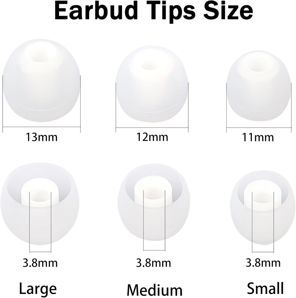 Replacement Earbud Tips Silicone Earbud Covers Fit Most in-Ear Earbuds(Inner Hole 3.8mm -5.1mm) Headphone Eartips Ear Bud Rubber Tips 9 Pairs S M L