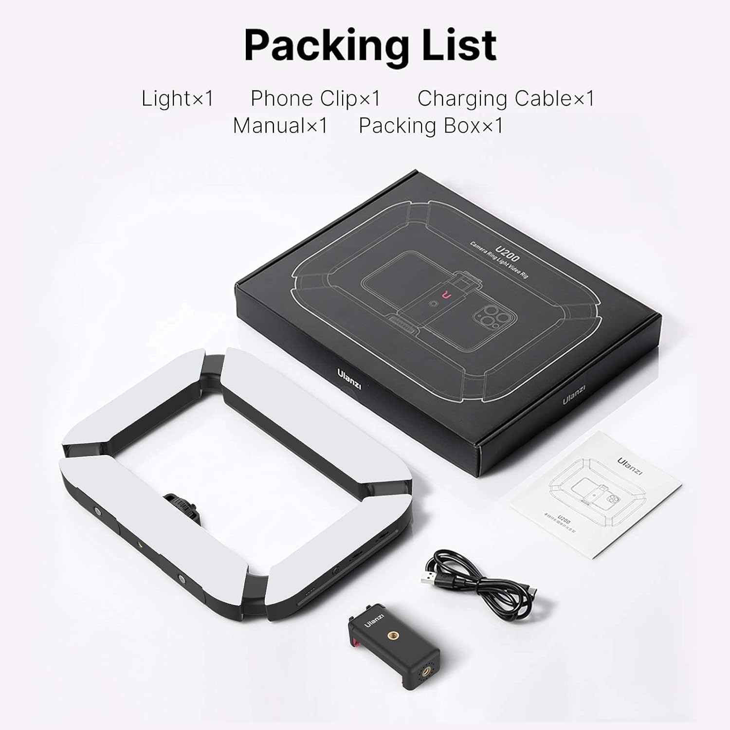 ULANZI U200 Smartphone Video Rig - Control LED Ring Light, YouTube & Vlogging Filmmaking Stabilizer
