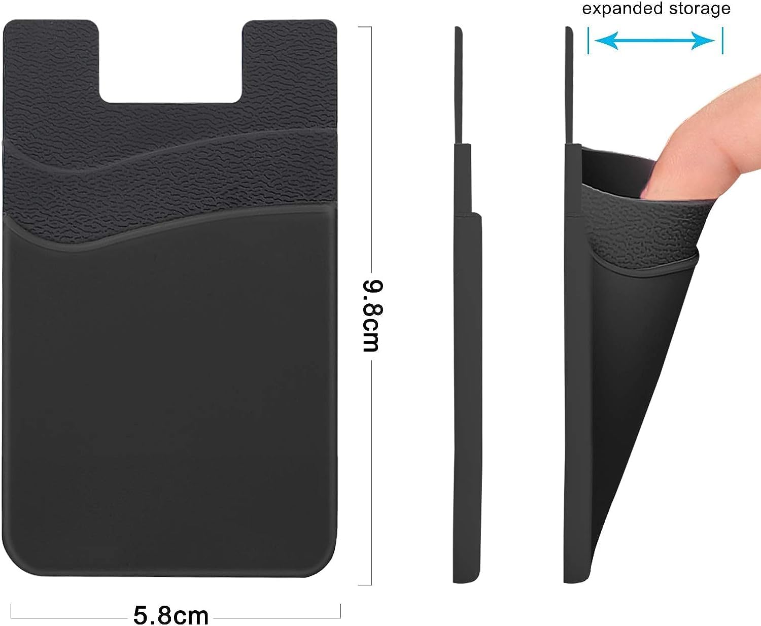 SS Phone Wallet, Phone Card Holder Stick on Credit Card Holder for Cell Phone Case Sticky Wallet for Back of Phone Suitable for iPhone Samsung Galaxy Any Smartphone 3 Pack