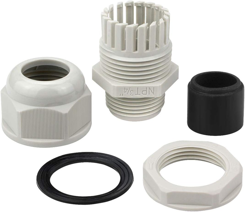 XHF 20 Pcs 3/4" IP68 Strain Relief Nylon Cord Grip Waterproof NPT Cable Glands Adjustable UL Listed and RoHS Compliant(Grey)