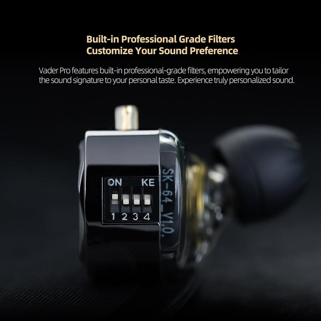 KZ Vader Pro in-Ear Monitors Gaming Earbuds, Triple Dynamic Driver IEM with 4 Tuning Switches, Clarity in All Frequency Stereo Sound Comfortable Noise Isolating Earphones for Stage and Studio (NNMIC)
