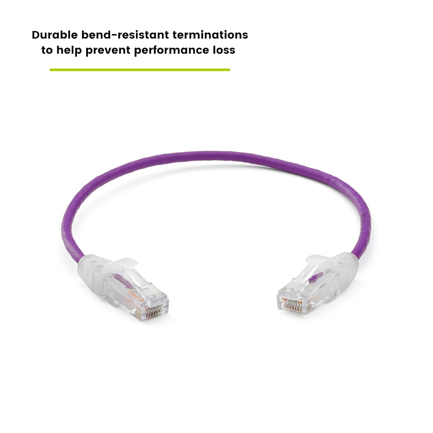 TRUECABLE Cat6 Component Rated Patch Cable, Unshielded (U/UTP), 1ft, Purple, 28AWG Solid Copper, Snagless 10G High-Speed Ethernet Cable, PoE++ 4PPoE 100W, UL Listed, RoHS-3, 1 Pack