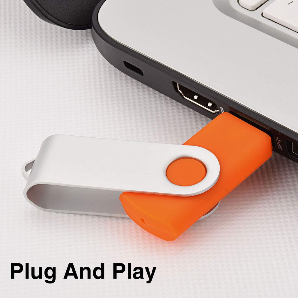 KOOTION 16GB USB 3.0 Flash Drive 16 gb Flash Drives 10pcs Thumb Drive Keychain Jump Drive Swivel Memory Sticks, Orange