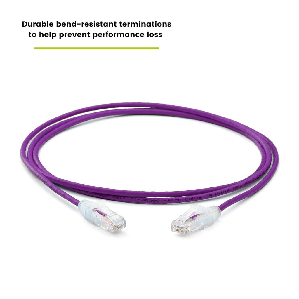 TRUECABLE Cat6 Component Rated Patch Cable, Unshielded (U/UTP), 5ft, Purple, 28AWG Solid Copper, Snagless 10G High-Speed Ethernet Cable, PoE++ 4PPoE 100W, UL Listed, RoHS-3, 5 Pack