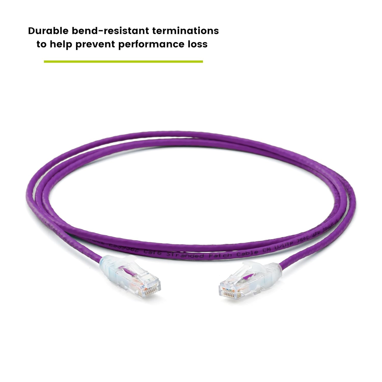 TRUECABLE Cat6 Component Rated Patch Cable, Unshielded (U/UTP), 5ft, Purple, 28AWG Solid Copper, Snagless 10G High-Speed Ethernet Cable, PoE++ 4PPoE 100W, UL Listed, RoHS-3, 5 Pack