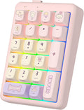 NumberPad,21Keys HotSwappable Numpad,Bluetooth5.0/2.4G/Type-C Wireless Numeric Keypad,Rechargeable Number keypad,RGB Gasket Structure Mechanical Keyboard with PBT Keycap for PC Laptop Notebook