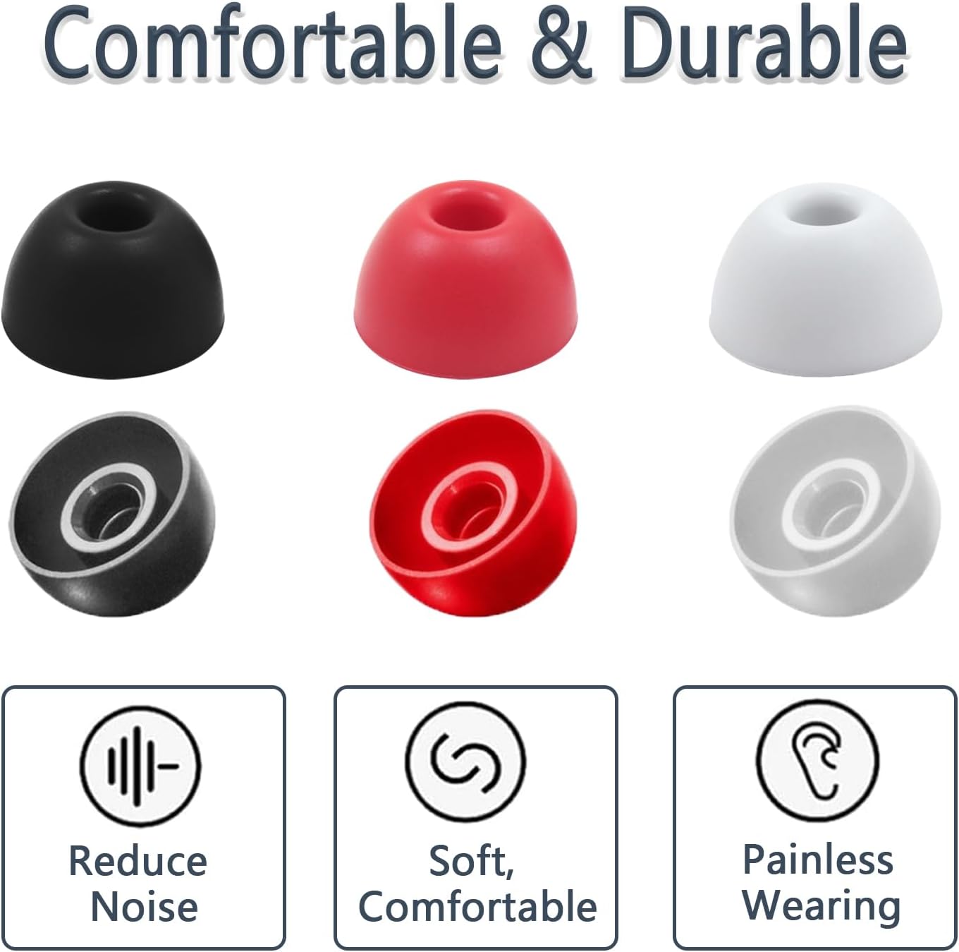Replacement Silicone Ear Tips for Beats Fit Pro/Studio Buds/Studio Buds+ Headphone, 6 Pairs Earbuds Eartips L/M/S, Eargels Set Fit in Case, Earplug Ear Cap (Silver White with Pen)