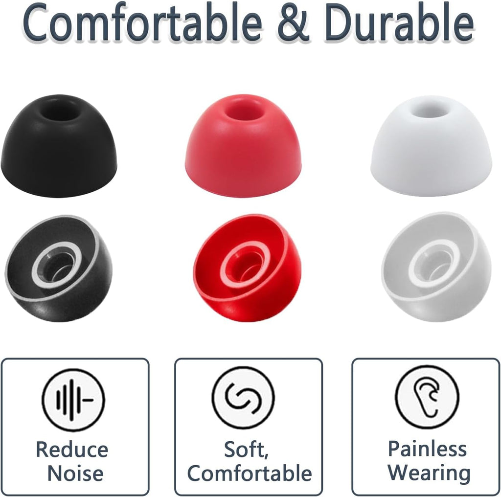Replacement Silicone Ear Tips for Beats Fit Pro/Studio Buds/Studio Buds+ Headphone, 6 Pairs Earbuds Eartips L/M/S, Eargels Set Fit in Case, Earplug Ear Cap (Silver White)
