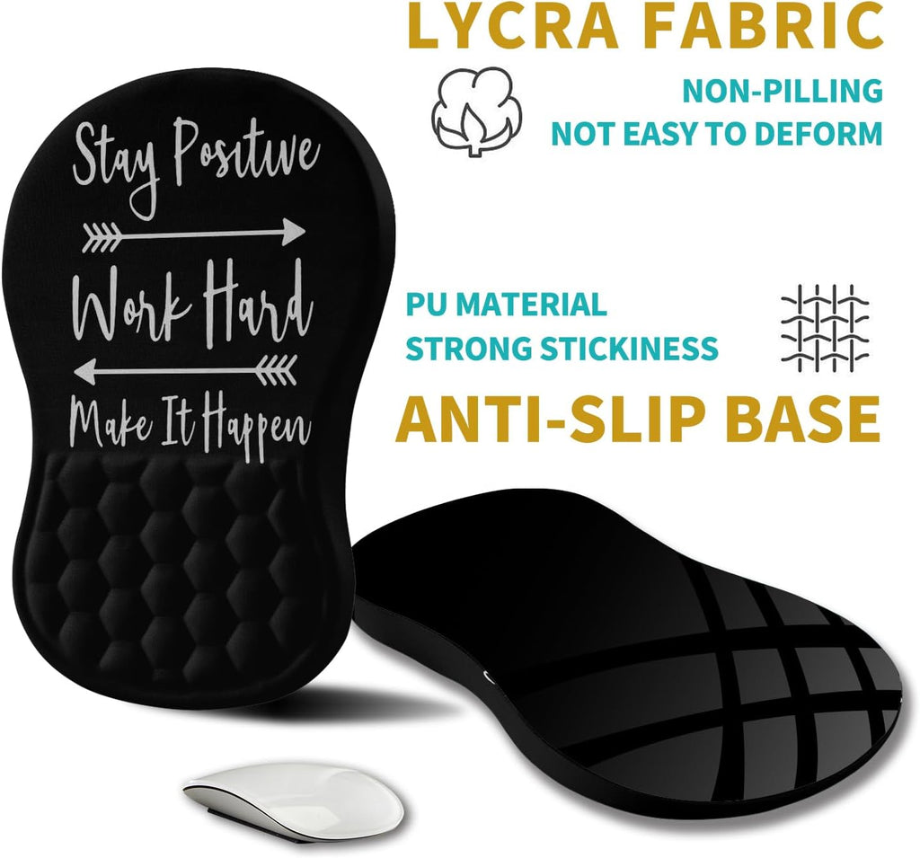 Hokafenle Ergonomic Mouse Pad Wrist Support, Wrist Rest Mousepad for Carpal Tunnel Pain Relief with Integrated Memory Foam Slope Massage Bulge (11.8x7.9 inch,Inspirational Quote
