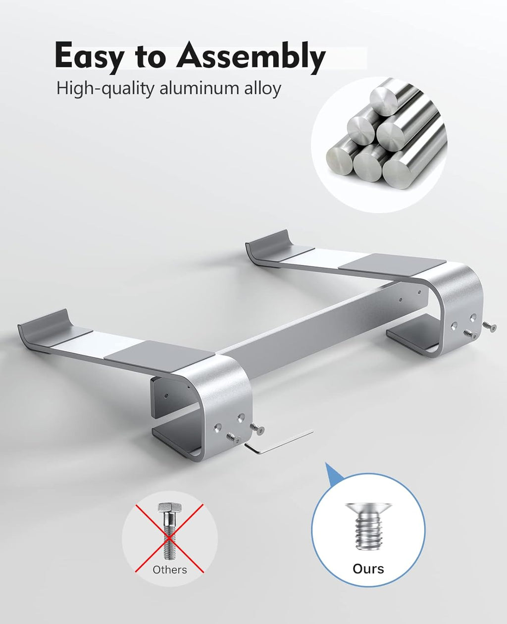SOQOOL Laptop Stand for Desk, Computer Stand Riser for Desk,Ventilated Ergonomic Aluminum Notebook Stand Compatible with MacBook Air Pro Dell XPS HP 11 14 15.6 17.3 Inch Silver Work from Home