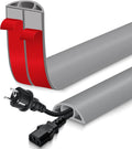 Floor Cord Cover for Wires on Floor Self Adhesive Cord Hider Floor Cable Management Wire Covers for Cords Protector Prevent Cable Trips Cord Cavity W 0.59" x H 0.31", Gray, 3.3Ft