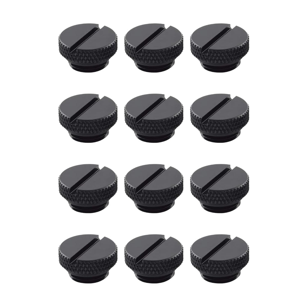 dracaena.io 12 pack G1/4" thread, Thin water Stop Plug Fitting with Coin Slot for Computer water cooling System, durable brass/copper material, Black