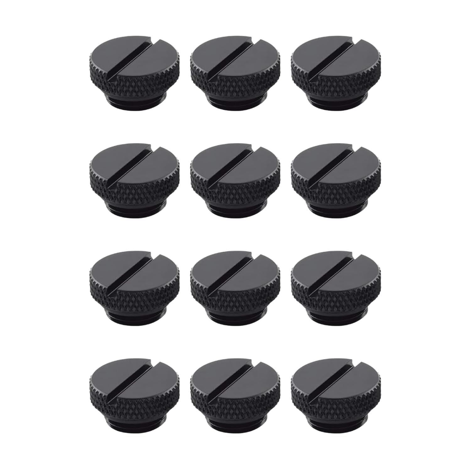 dracaena.io 12 pack G1/4" thread, Thin water Stop Plug Fitting with Coin Slot for Computer water cooling System, durable brass/copper material, Black