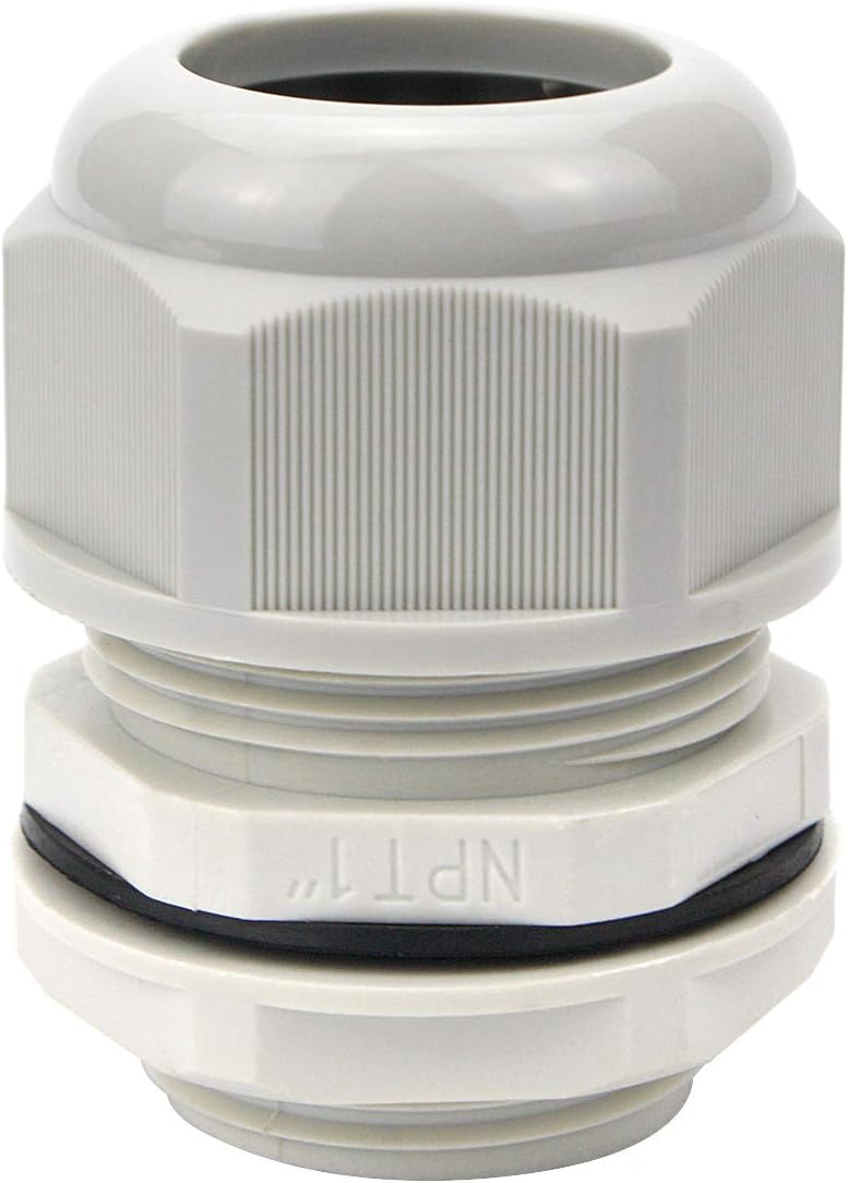 XHF 20 Pcs 1" IP68 Strain Relief Nylon Cord Grip Waterproof NPT Cable Glands Adjustable UL Listed and RoHS Compliant (Grey)