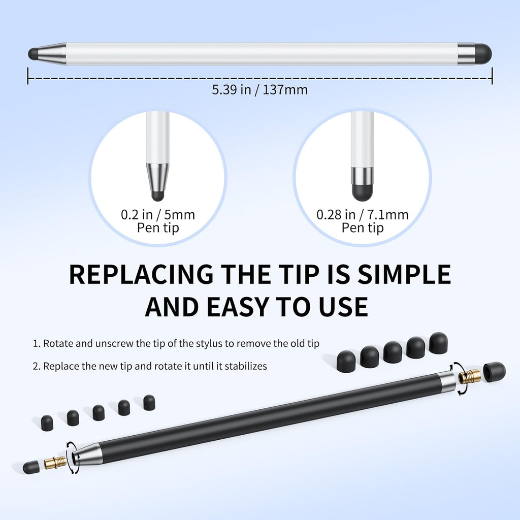 Stylus (10Pcs), Stylus Pen for Touchscreen, High Precision and Sensitivity Stylus Pen for iPad/iPhone/Samsung/Android Smartphone and Tablets, Compatible with All Capacitive Touch Screen (Black/White)