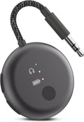 Avantree SoundJet R1 – Airplane Bluetooth Adapter for Headphones & AirPods, aptX Adaptive, Qualcomm Chipset, 20H Battery, Wireless Audio Transmitter for in-Flight Travel Essentials - Metallic Black