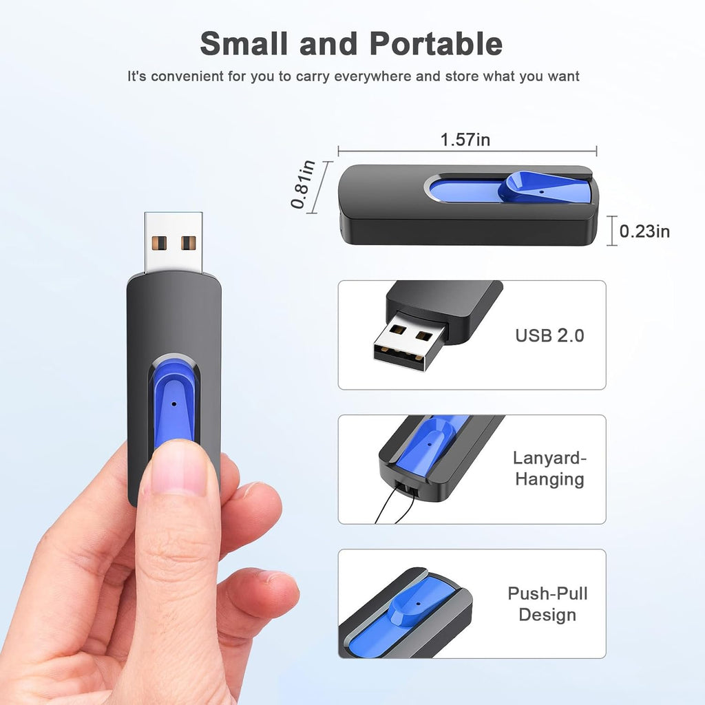 JUANWE 64GB Flash Drive 10 Pack USB Flash Drive Glide Pen Drive Large Capacity Thumb Drive High Speed USB Memory Stick with Easy Carry Lanyard-Hole Portable Jump Drive for PC Car Smart TV