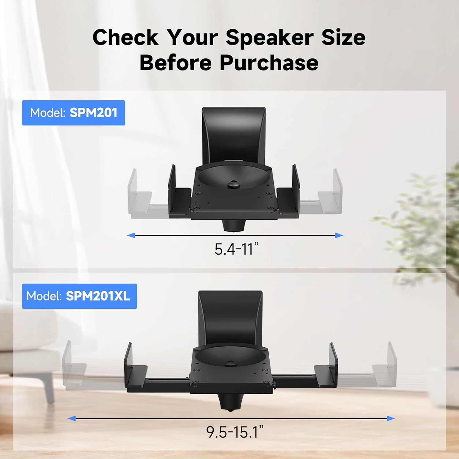 suptek Large Dual Side Clamping Bookshelf Speaker Wall Mounting Bracket for Large Surrounding Sound Speakers, Hold up to 66lbs Black SPM201XL