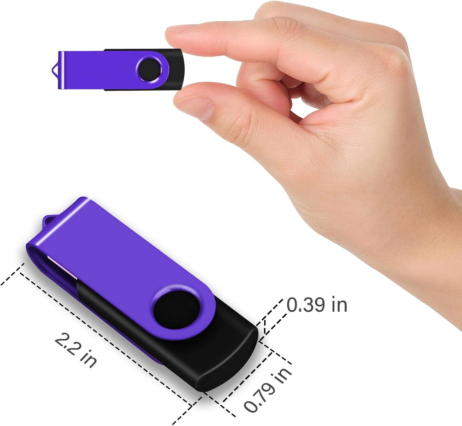 EASTBULL Flash Drive Bulk 8GB USB 20 Pack with Lanyards USB 2.0 Thumb Drive Bulk Memory Stick Swivel Pen Drive for Storage and Backup 8 GB 20 Pack, Purple