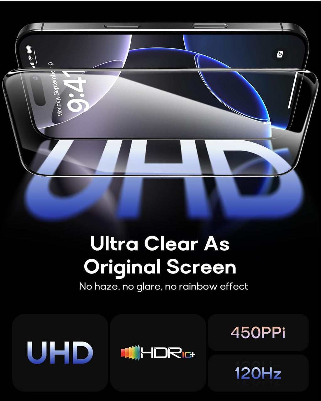 3 Pack for iPhone 14/iPhone 13 Pro/iPhone 13 Tempered Glass Screen Protector:9H+ Durable, Auto Positioning, Bubble Free, High Definition, Easy Installation