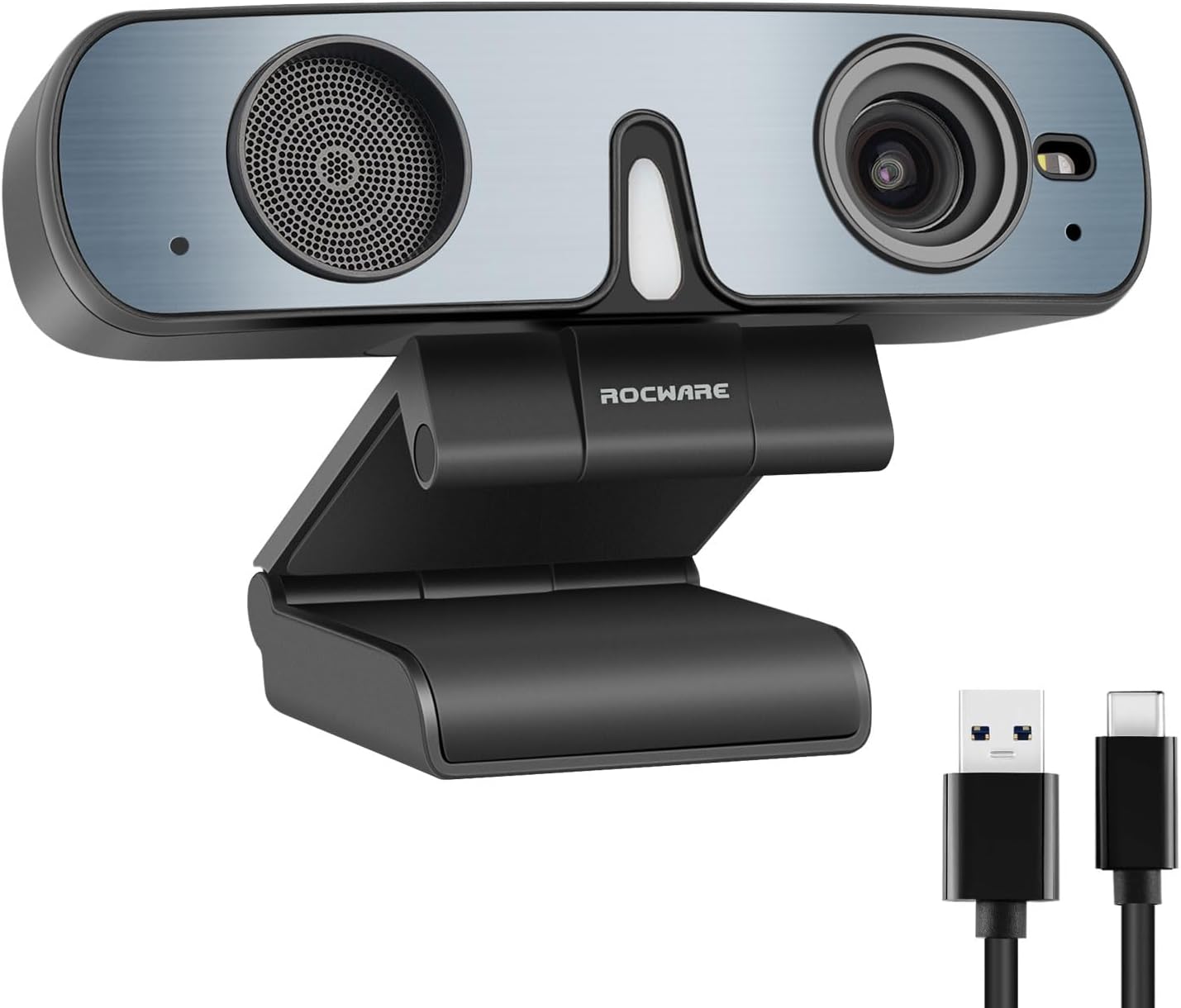 ROCWARE RC28 Webcam with Cardioid & Omnidirectional Microphone | HiFi Mode for Studio-Quality Audio, AI Noise Cancellation & Raw Audio Modes | 1080P 60FPS Web Cam for Streaming/Meetings/Beginners