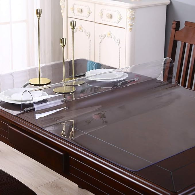 Non-Slip 1.5mm Thick 16 x 32 Inches Clear PVC Table Cover Protector Glass - Image 7