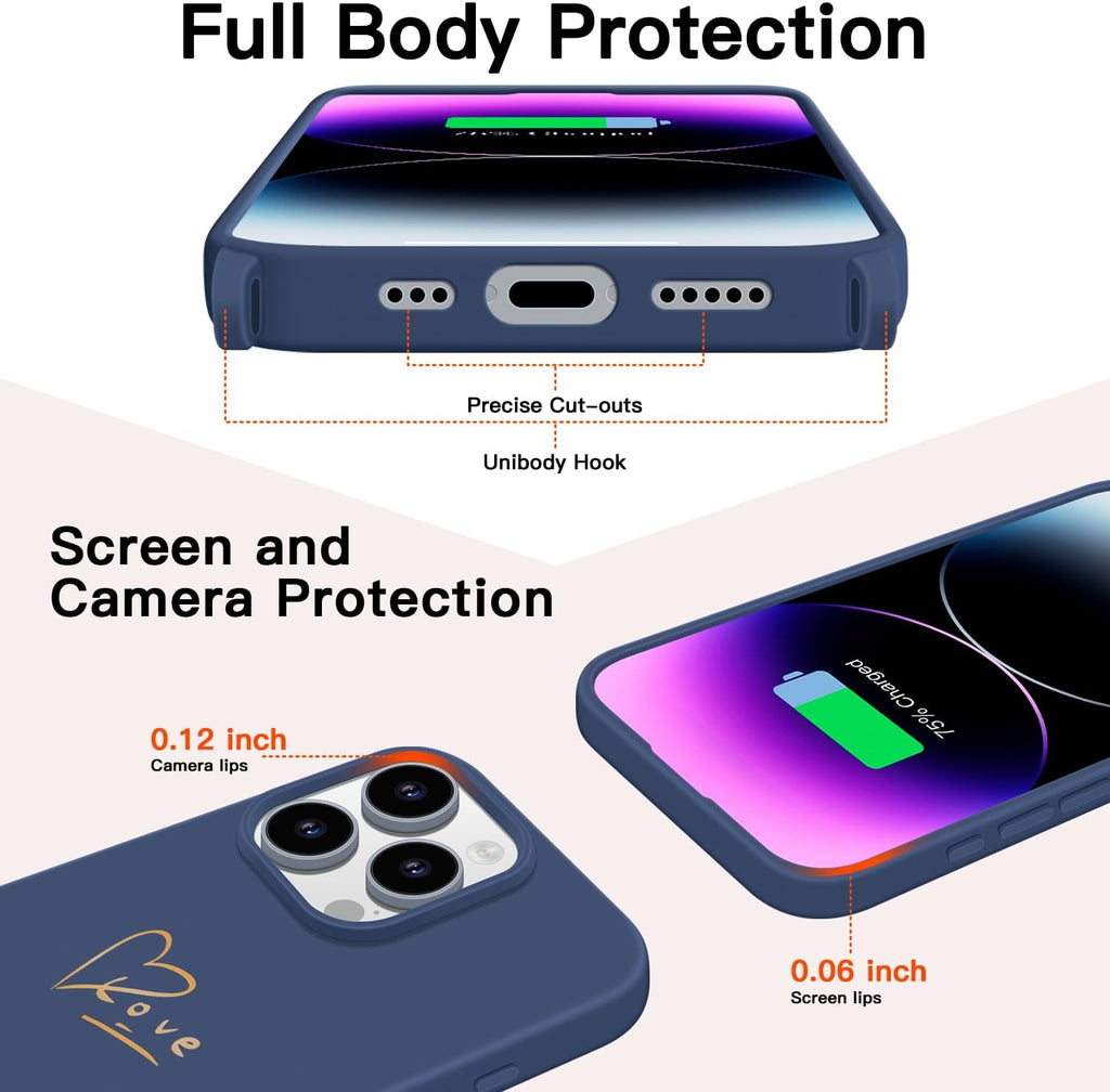 Crossbody Case for iPhone 16 Pro Max with Strap, [Compatible with MagSafe], Cute Love Heart Silicone Phone Case with Neck Lanyard for Girls Women