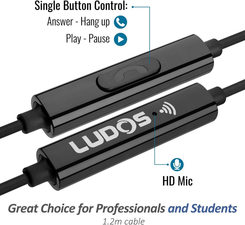 LUDOS Clamor USB C Headphones for iPhone 16 15 Pro Max Plus iPad Pro, 5 Years Warranty, USB-C Earbuds for Samsung Galaxy S24 S23 Ultra S22 S21 FE S20 A55 A54 A53, USB Type C Earphones - Grey