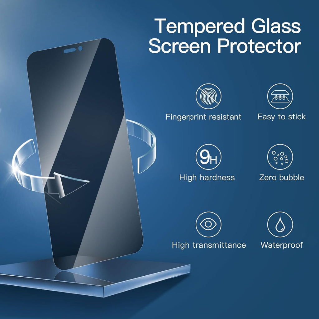 NEW'C 3 Pack Privacy for iPhone 12 Pro Max Screen Protector (6.7"), Enhanced 28-Degree Privacy Angle, Ultra Durable 9H Hardness, Bubble-Free