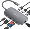 USB C Hub, 9-in-1 Type C Hub with Ethernet Port, 4K USB C to HDMI, 2 USB 3.0 Ports,1 USB 2.0 Port, USB-C Power Delivery, Portable for Mac Pro and Other Type C Laptops