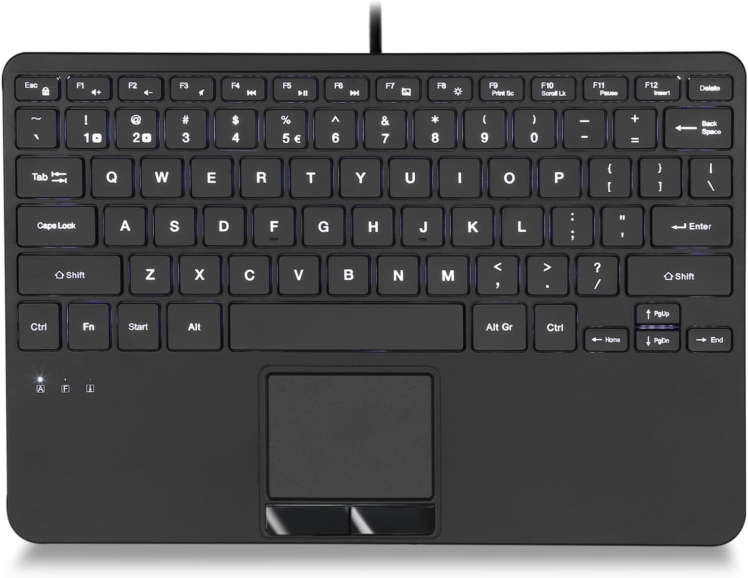 Perixx PERIBOARD-425 US Wired Mini USB Keyboard with Touchpad, X Type Scissor Keys, White Backlit, 2 USB Hubs, Compact 11.18x7.17x1.1 Inches, US English