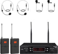 200-Channel Wireless Microphone, Wireless Lavalier Microphone Dual UHF Bodypack Cordless Lavalier Mic System Set