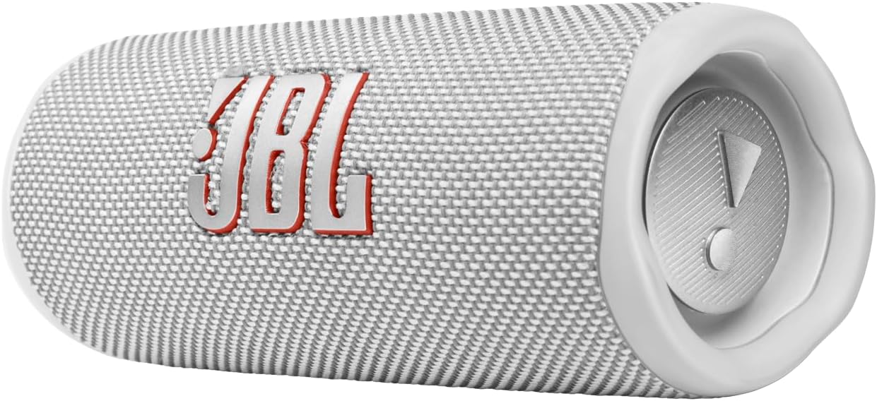 JBL Flip 6 - Portable Bluetooth Speaker, powerful sound and deep bass, IPX7 waterproof, 12 hours of playtime, JBL PartyBoost for multiple speaker pairing for home, outdoor and travel (White)