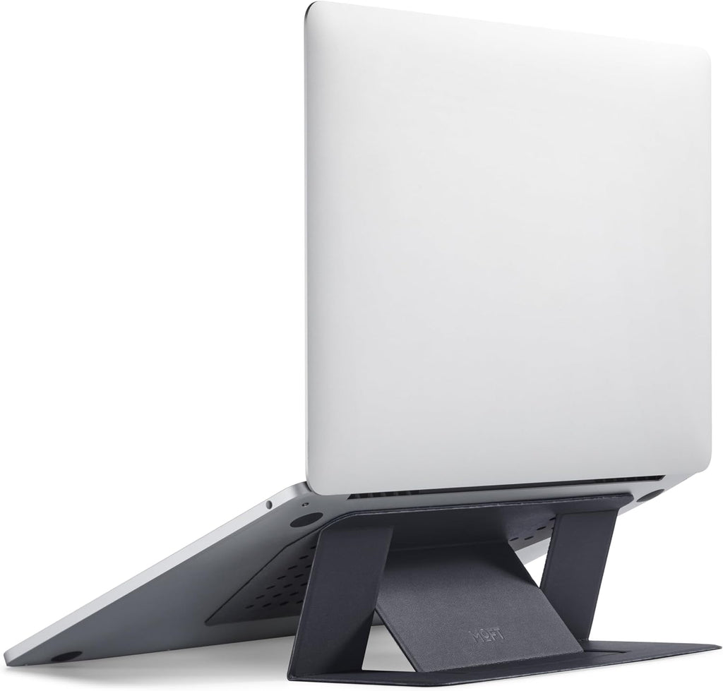 MOFT Laptop Stand for Desk, Adhesive MacBook Computer Stand with 2 Adjustable Viewing Angles, Foldable and Portable Laptop Riser Compatible with 11"-16" Laptops, Black