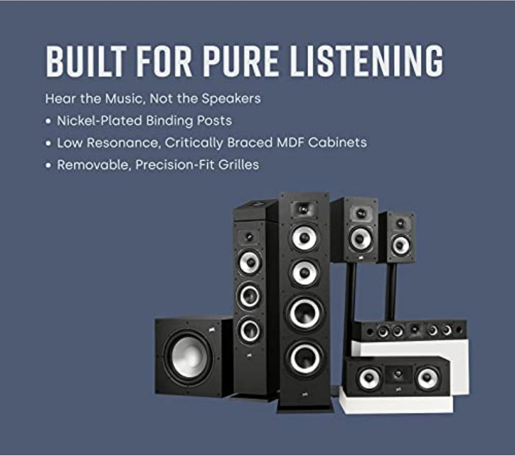 Polk Monitor XT70 Large Tower Speaker - Hi-Res Audio Certified, Dolby Atmos & DTS:X Compatible, 1" Tweeter, (2) 6.5" Dynamically Balanced Woofers, (2) 8" Passive Radiators (Single, Midnight Black)