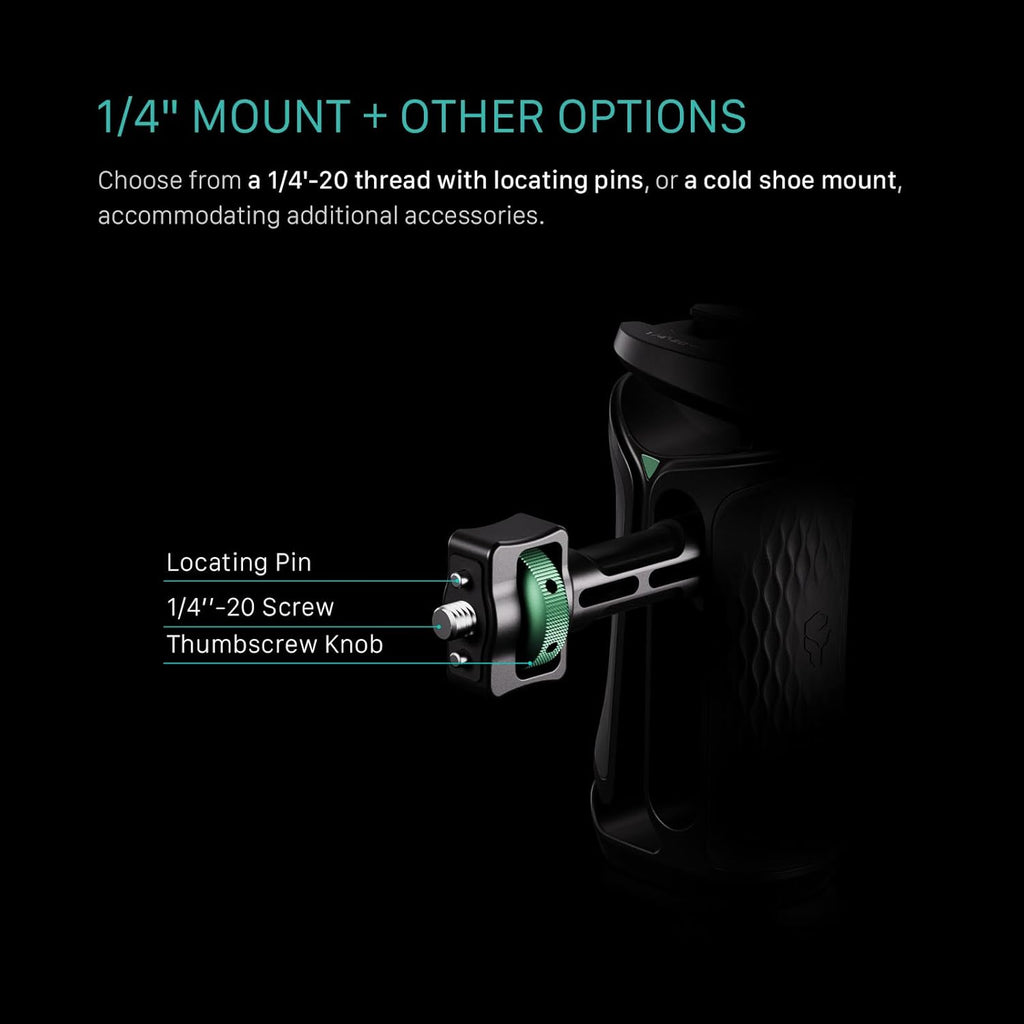 Tilta Xeno Side Handle for Filmmakers & Cameras - Titanium Gray | Secure Connection & Helps Prevent Rotation | Adjustable Height | Textured Silicone Grip | Easy Assembly (1/4″-20 w/Locating Pins)