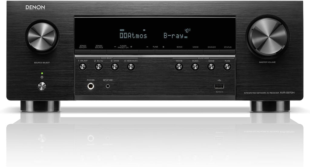 Denon AVR-S970H 8K Ultra HD 7.2 Channel (90Watt X 7) AV Receiver - Built for Gaming, Music Streaming, 3D Audio & Video, Alexa + HEOS, Black
