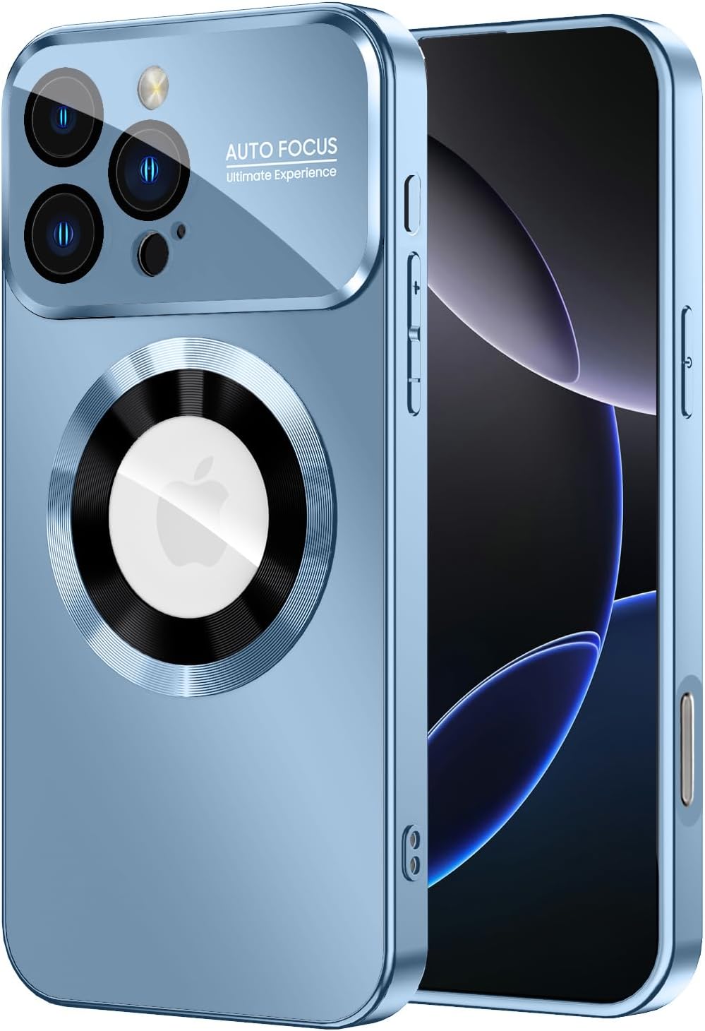 Magnetic for iPhone 16 Pro Case, Compatible with MagSafe, Built-in Camera Lens Protector, Logo View, Military Grade Drop Proof Phone Cover, Sierra Blue